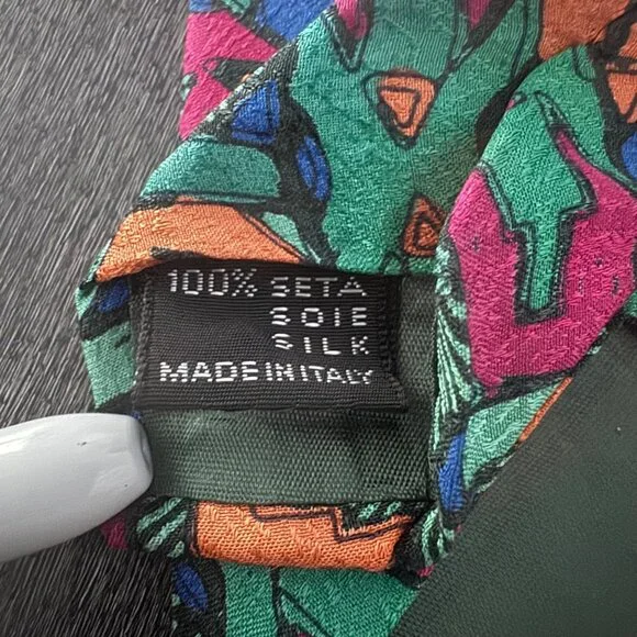 Missoni Cravatte Abstract Pattern 100% Silk Tie Multicolor Made In Italy - Picture 4 of 6
